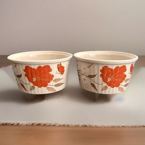 Poole Custard Cups Oven To Table Floral Butterfly Vintage Cottagecore Cozy